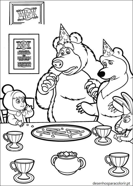 Masha e o Urso para colorir grátis 11